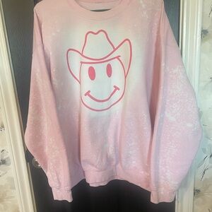 Pink Smiley Face Cowboy Sweatshirt